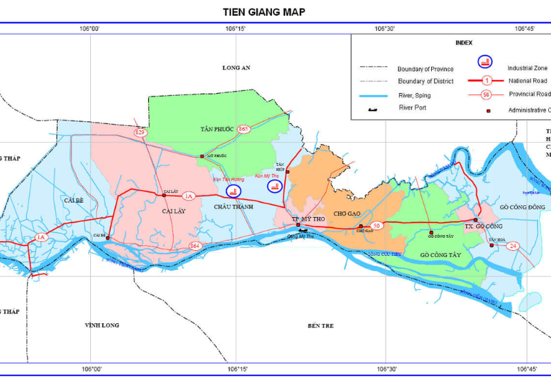 bản đồ hành chính tiền giang