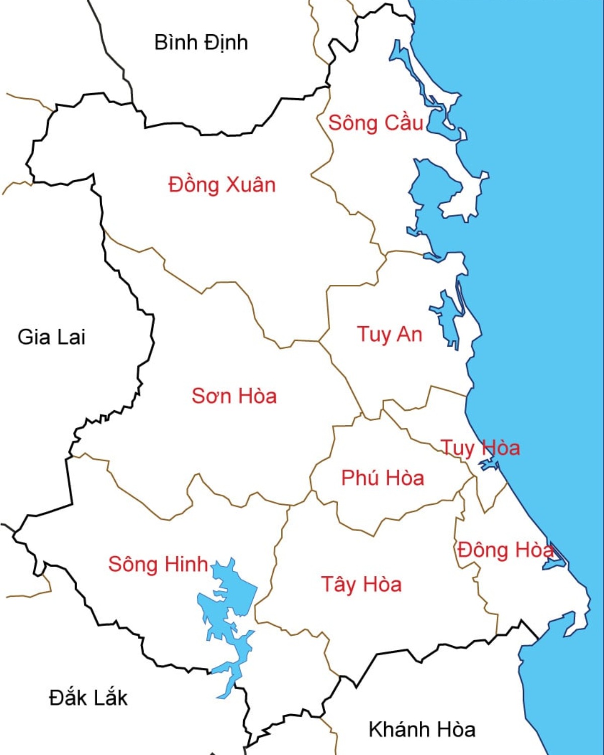 bản đồ hành chính phú yên